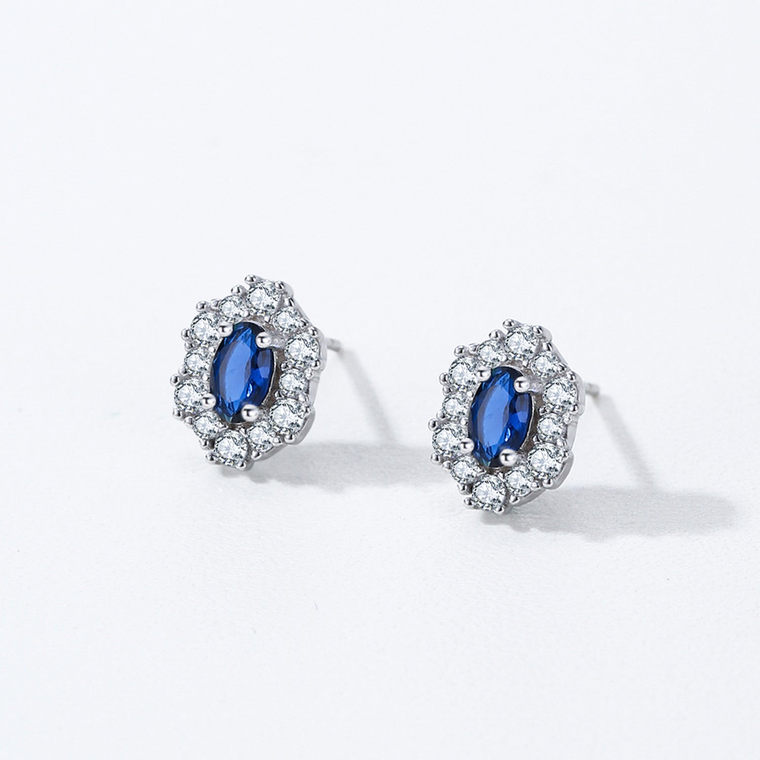 Wholesale S925 Sterling Silver Vintage Geometric Sapphire Zircon Earrings