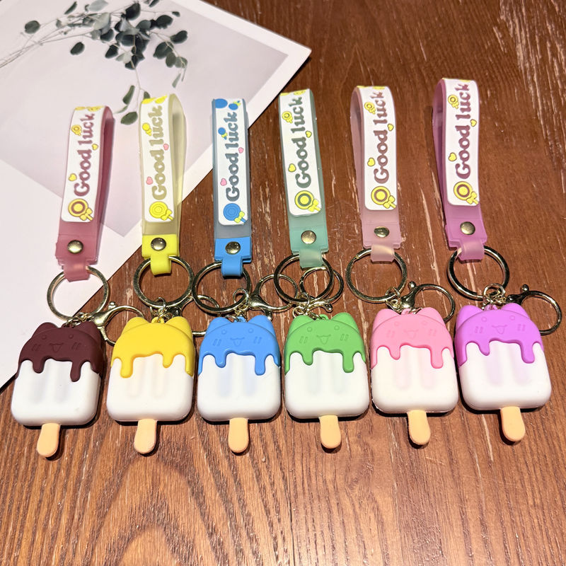 Wholesale Cartoon Ice Cream Silicone Keychain Bag Charm Gift for Women