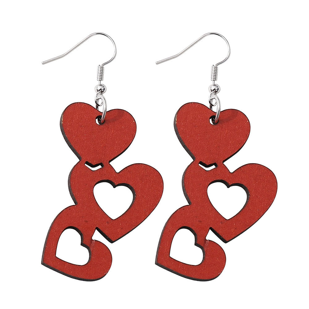 Wholesale Valentine's Day red hollow love series earrings