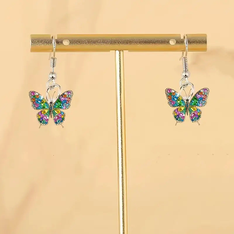 Wholesale  Retro Colorful Butterfly 2d Acrylic Earrings
