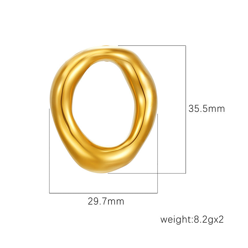 Wholesale Geometric hollow oval earrings stainless steel stud earrings