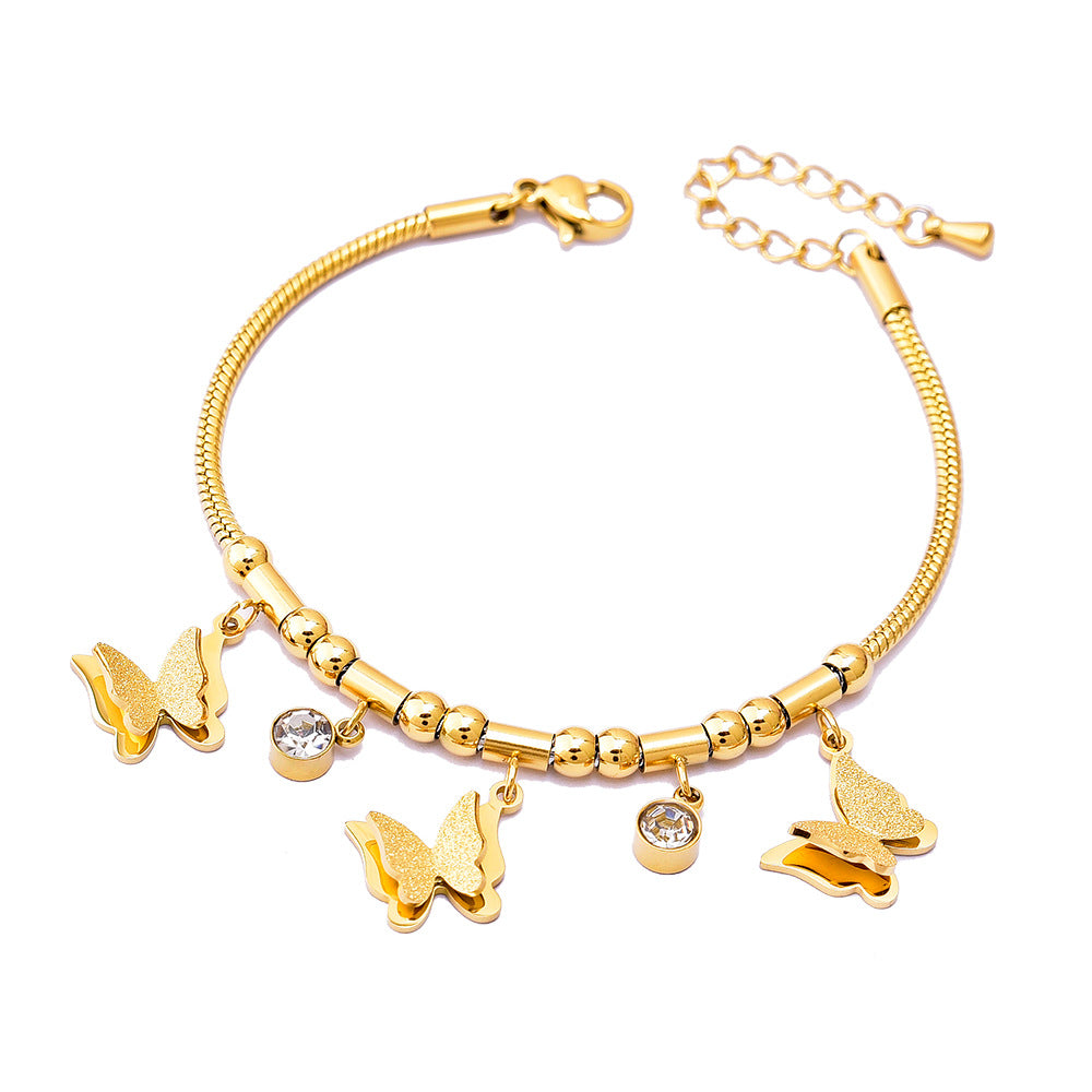 Wholesale Titanium Steel Multi-element geometric snake bone bracelet