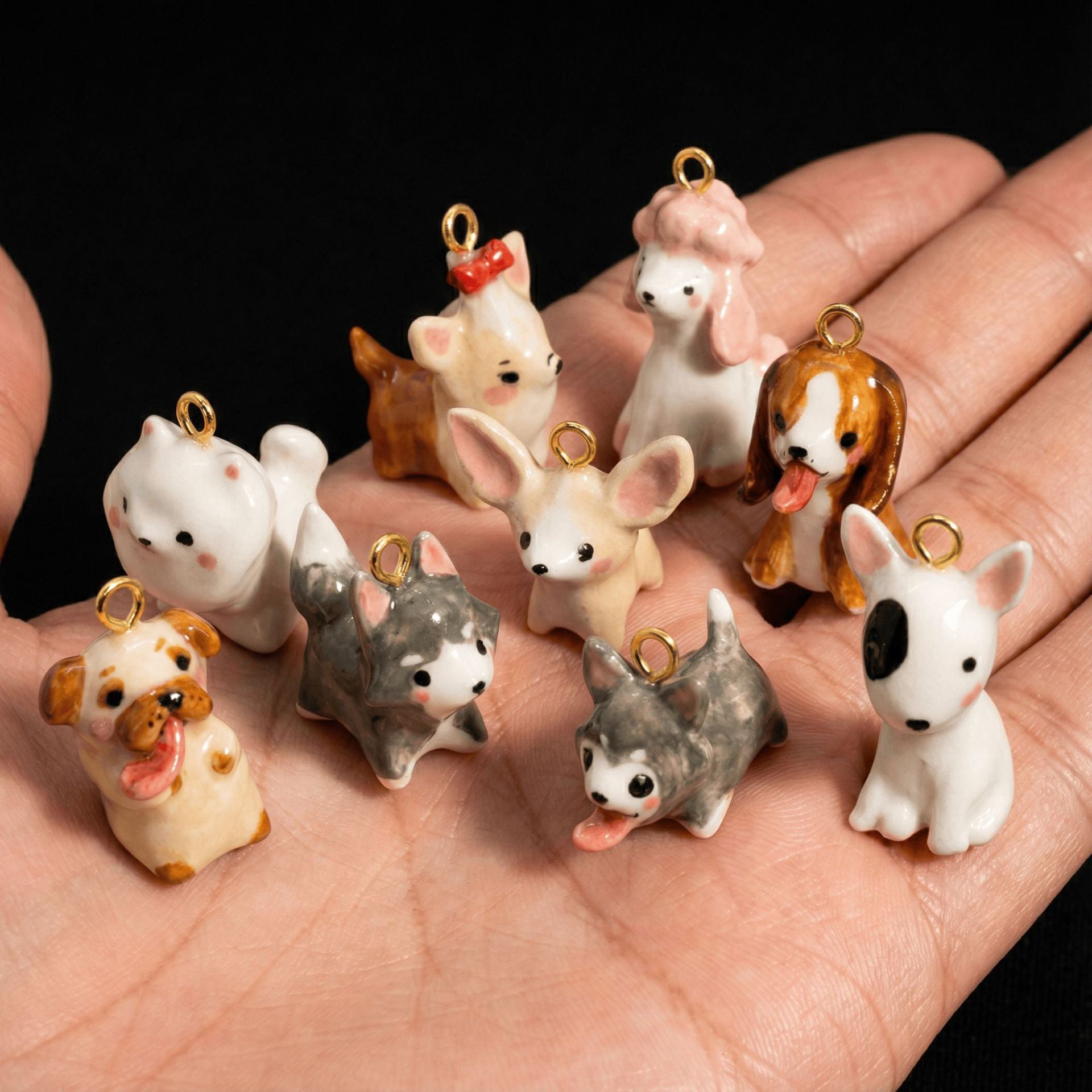 Wholesale Copper Electroplated Cute White Dog Cartoon Pendant Jewelry Accessory Gift