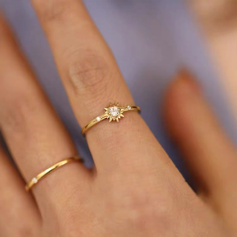 Wholesale  Simple Sun  Diamond-encrusted Gold Ring