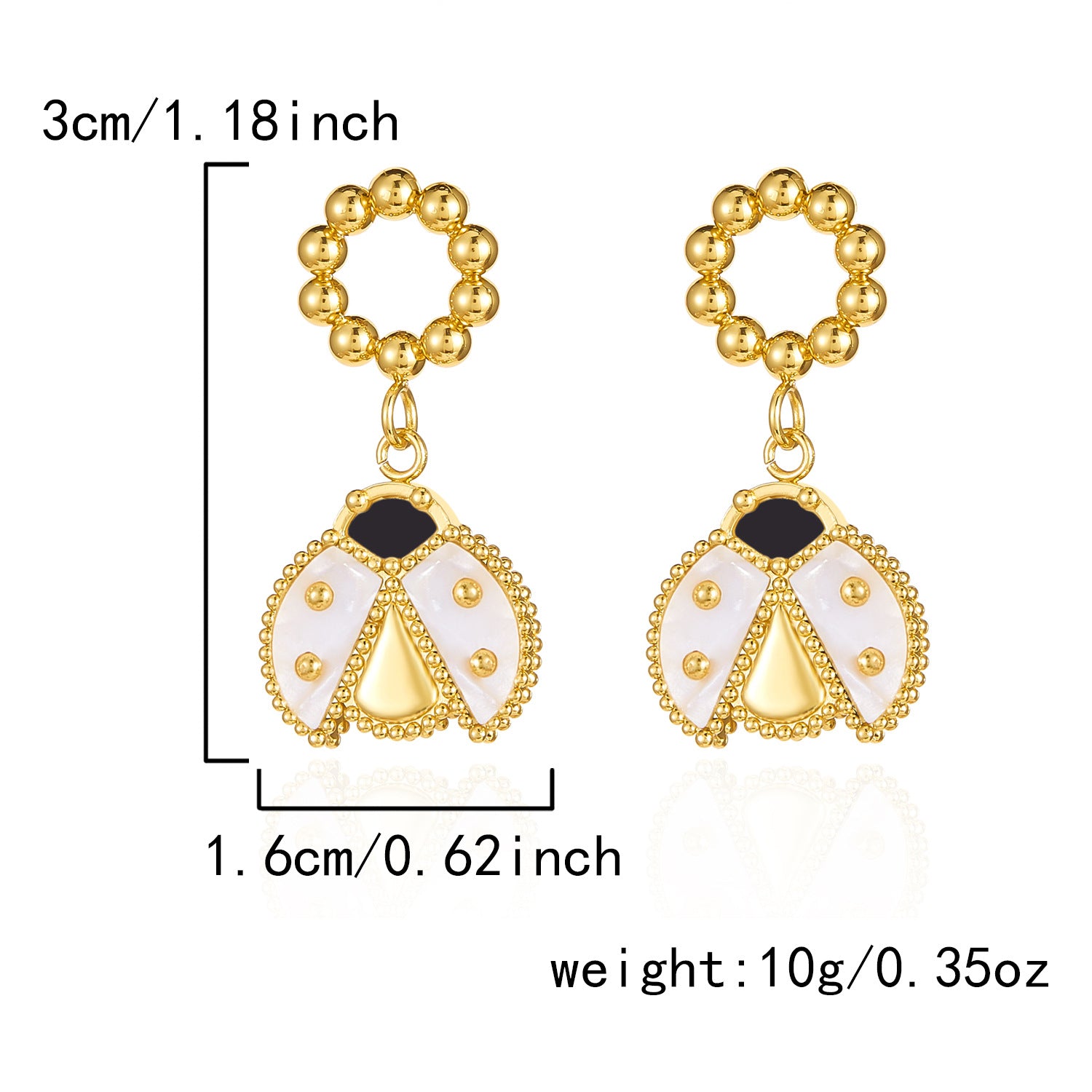 Wholesale Stainless steel luxury ladybug earrings  retro temperament all-match earrings