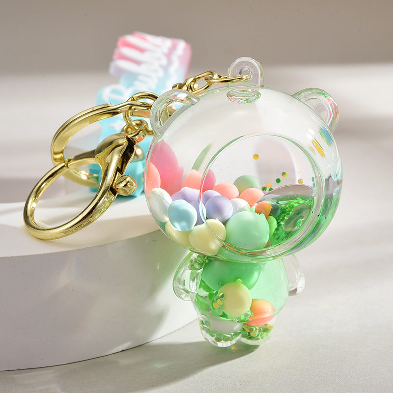 Wholesale Acrylic Liquid Into The Oil Bear Keychain