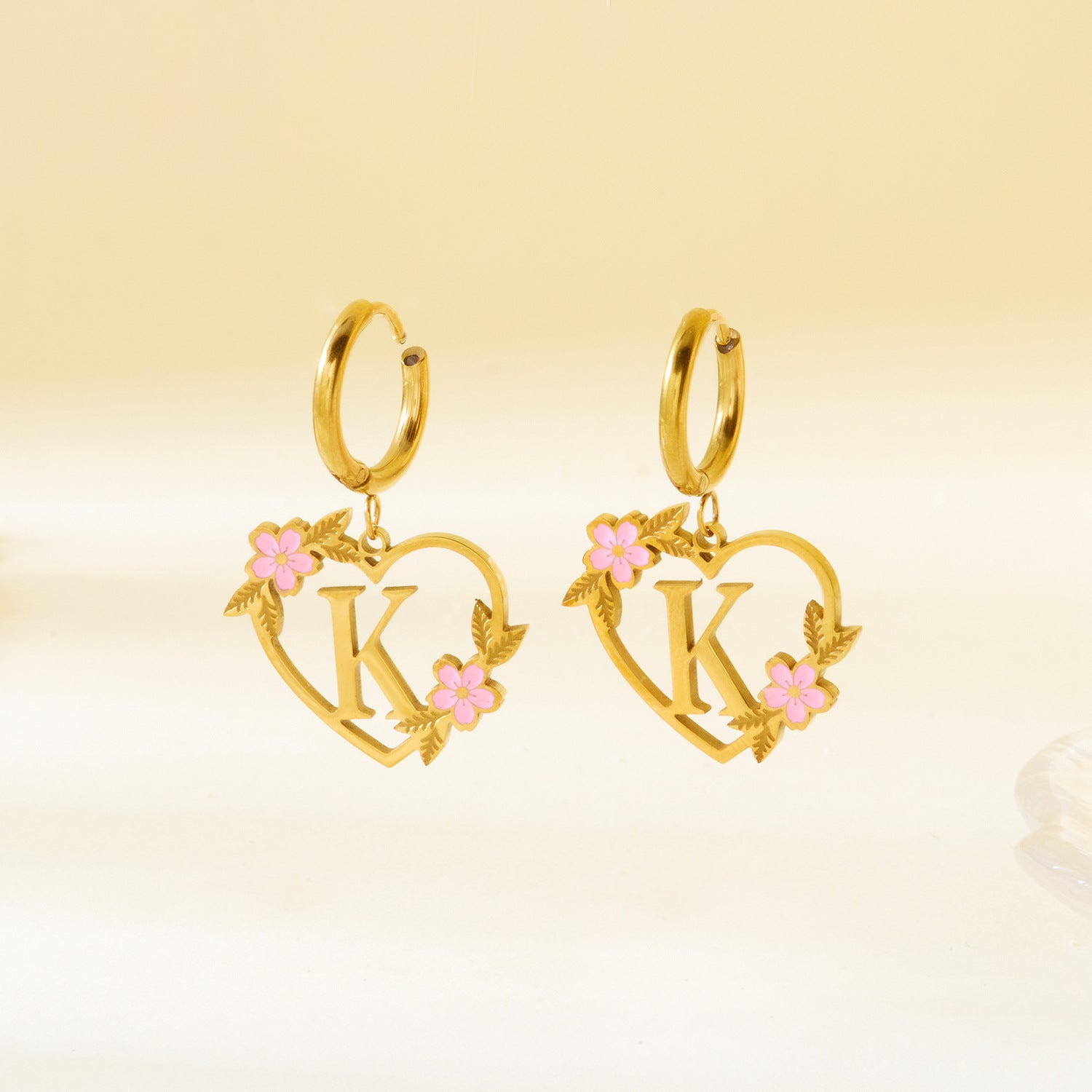 Wholesale  Stainless Steel Heart Letter Earrings