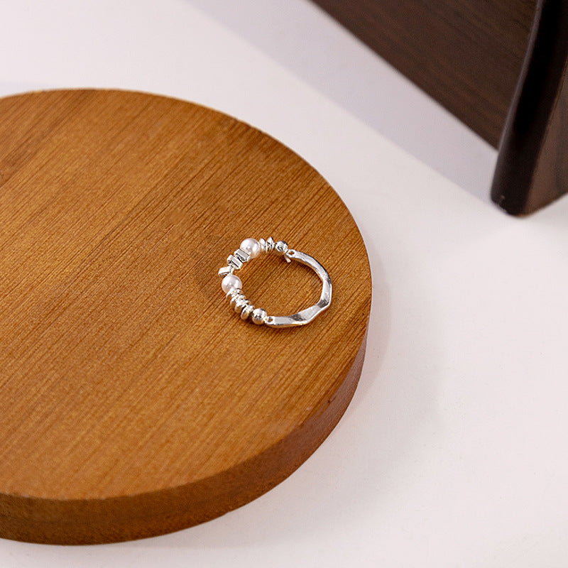 Wholesale Irregular Broken Silver Pearl Ring