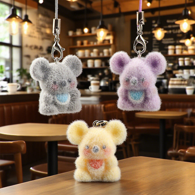Wholesale Resin Flocking Cute Three-Dimensional  Keychain