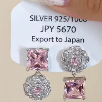 Wholesale Light Luxury Pink Square Zircon Flower Bracelet