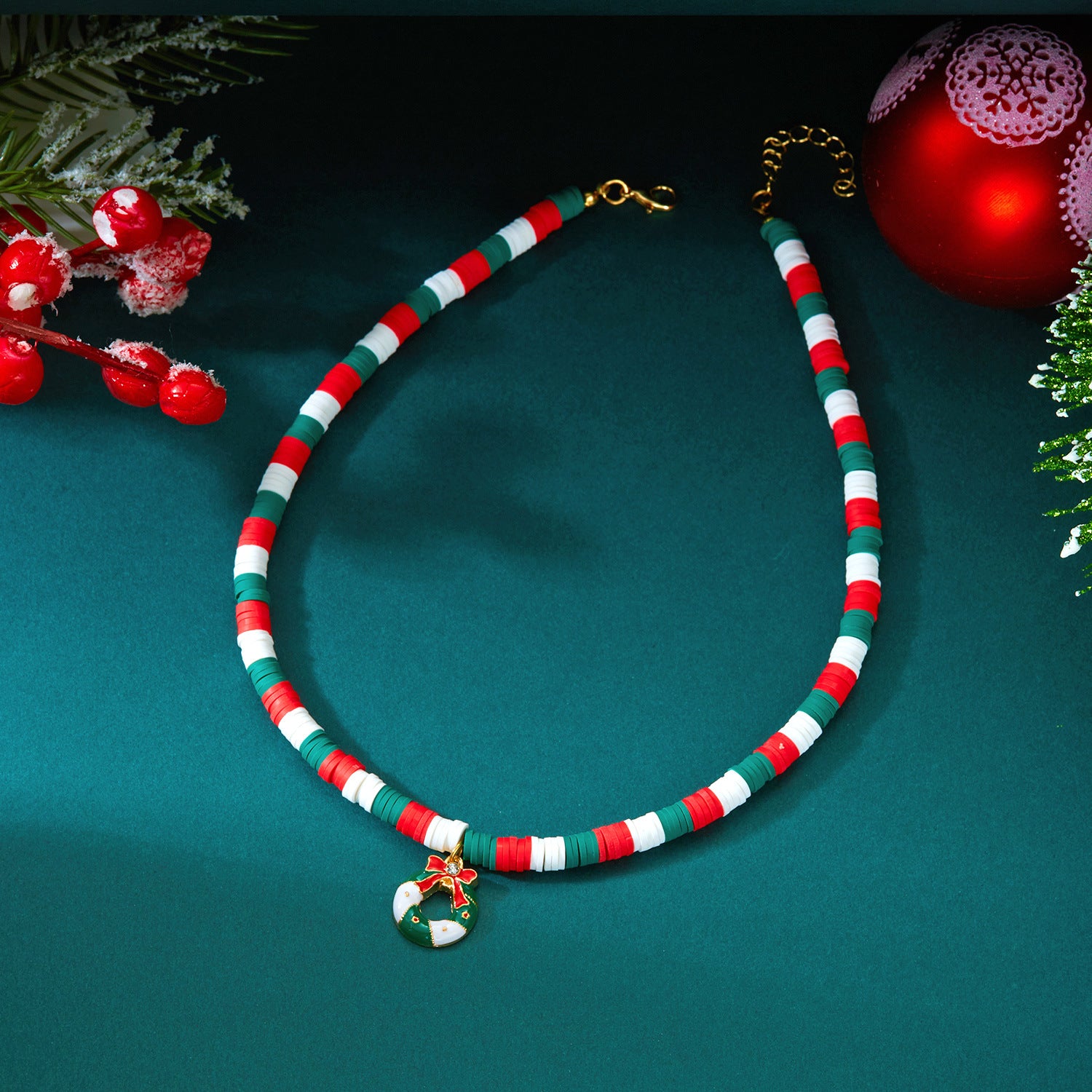 Wholesale Polymer Clay Christmas Tree Wreath Snowman Necklace