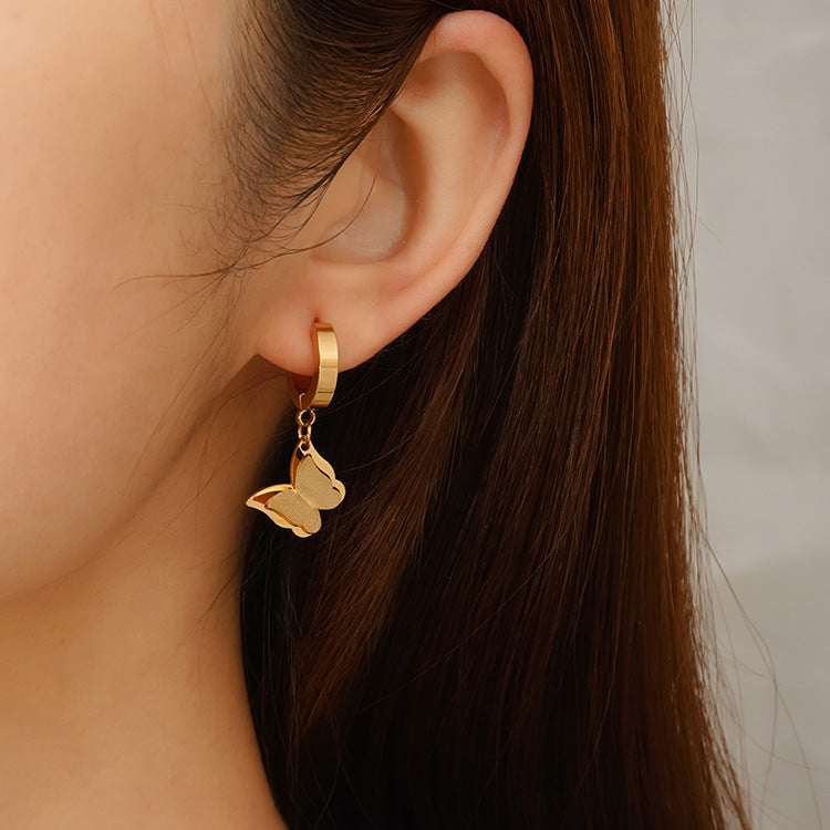 Wholesale Titanium Steel butterfly earrings
