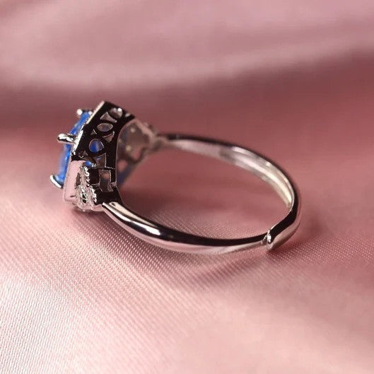 Wholesale Copper Electroplated Retro Geometric Ring Blue Diamond Color Women S Fashion Jewelry For Everyday Wear