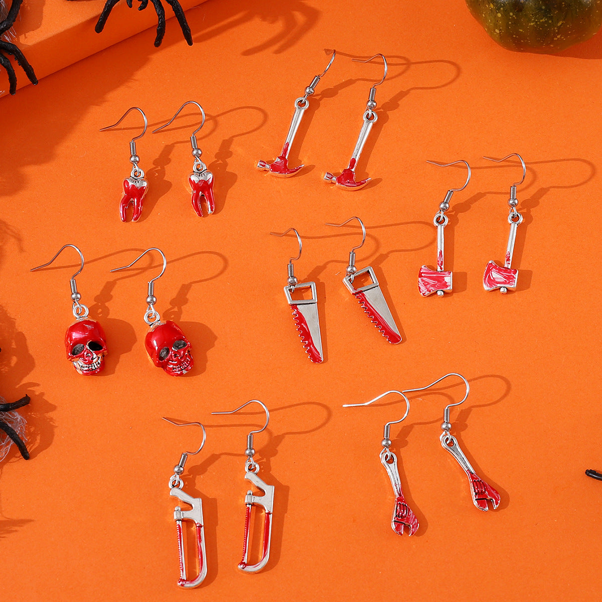 Wholesale  Dark Horror Bloody Skull Ax Saw Teeth Hammer Earrings Set