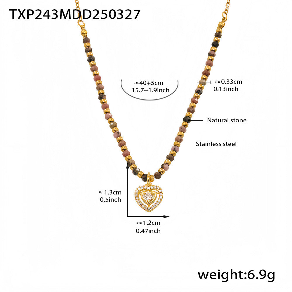 Wholesale Stainless Steel Natural Stone Handmade Beaded Necklace Bracelet Set