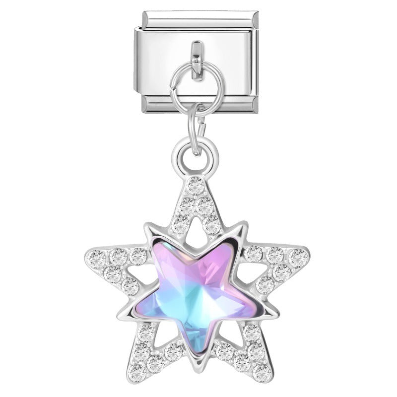 Wholesale  Italian Charm Bracelet 9mm DIY  Star Pendant Creative Stainless Steel Composable Bracelet