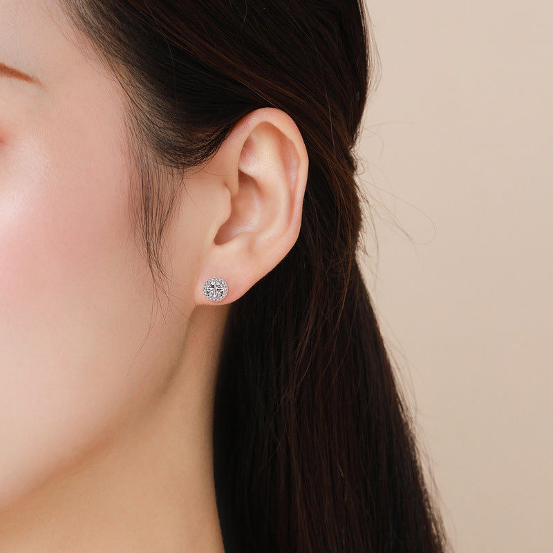 Wholesale s925 classic star Round micro inlaid zircon earrings