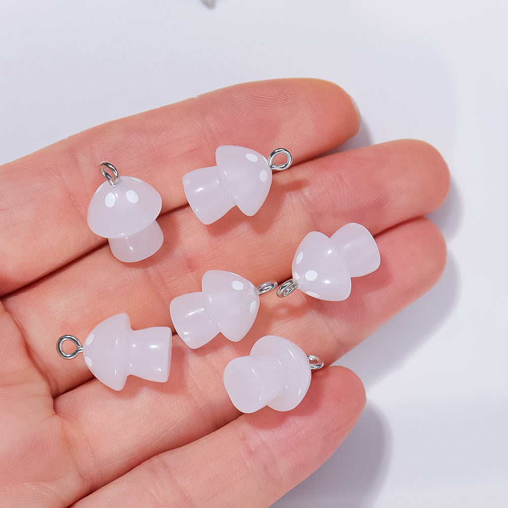 Wholesale 20pcs/ pack Transparent Colorful Luminous Mushroom Pendant — DIY Handmade Accessories for Keychains Earrings and Necklaces