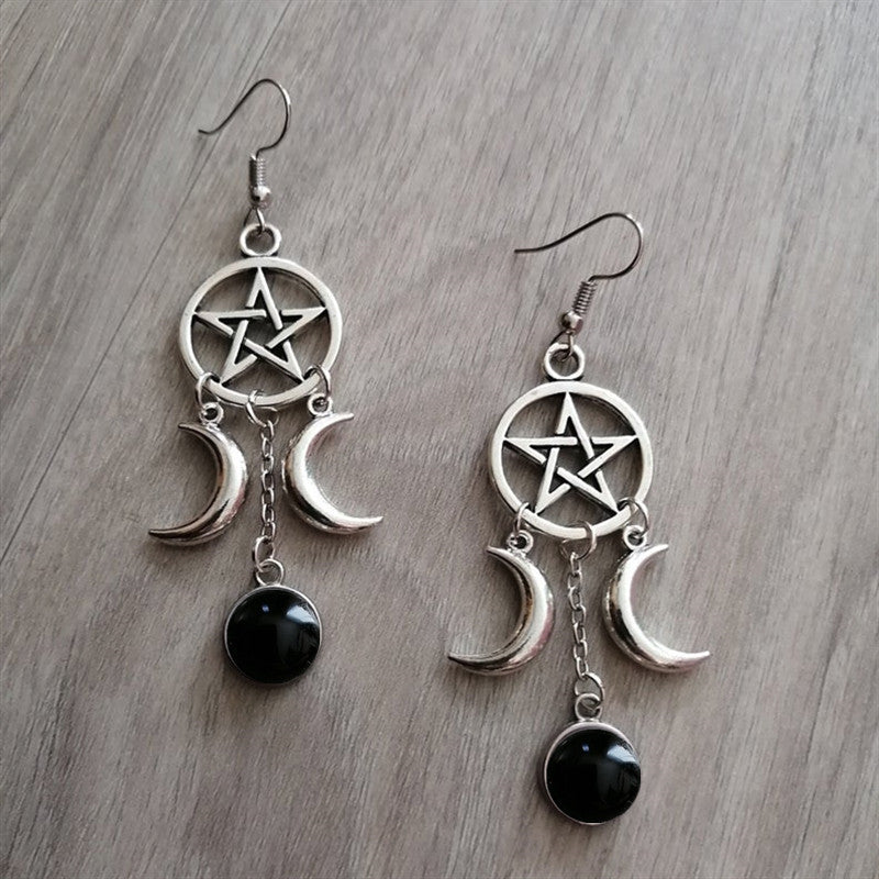 Wholesale Alloy Electroplated Five-Point Star Purple Stone Earrings Fashion Accessory