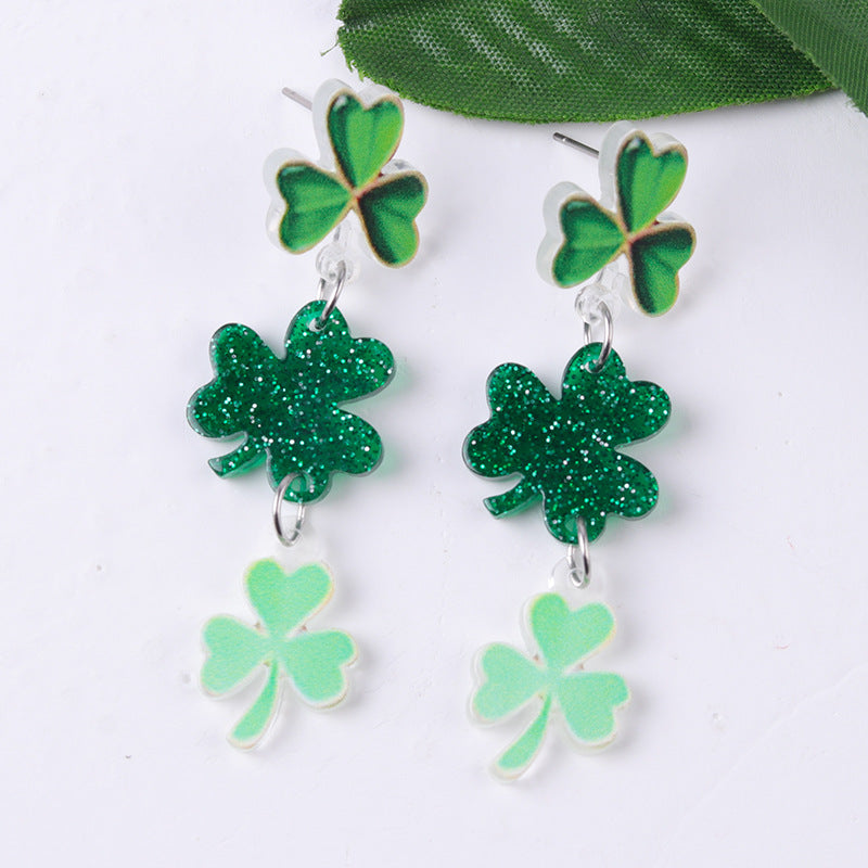 Wholesale Acrylic creative St.  Patrick' s Day beer earrings