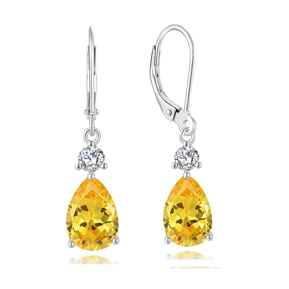 Wholesale light luxury water drop copper zircon earrings