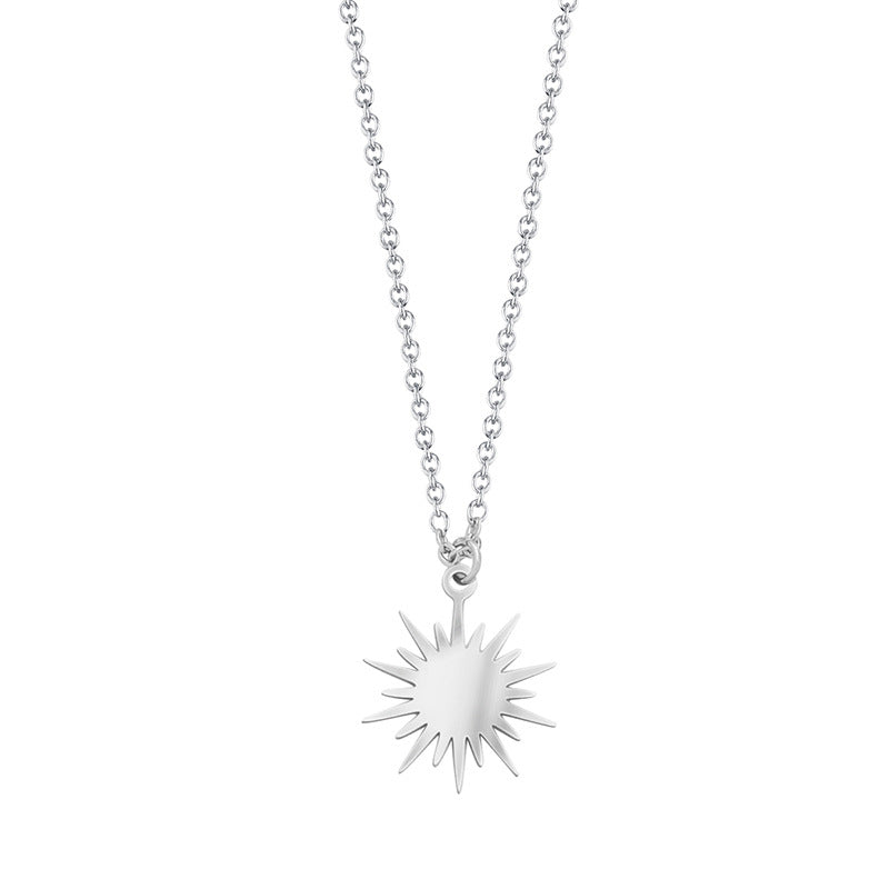 Wholesale  six-pointed star sun clavicle chain titanium steel necklace