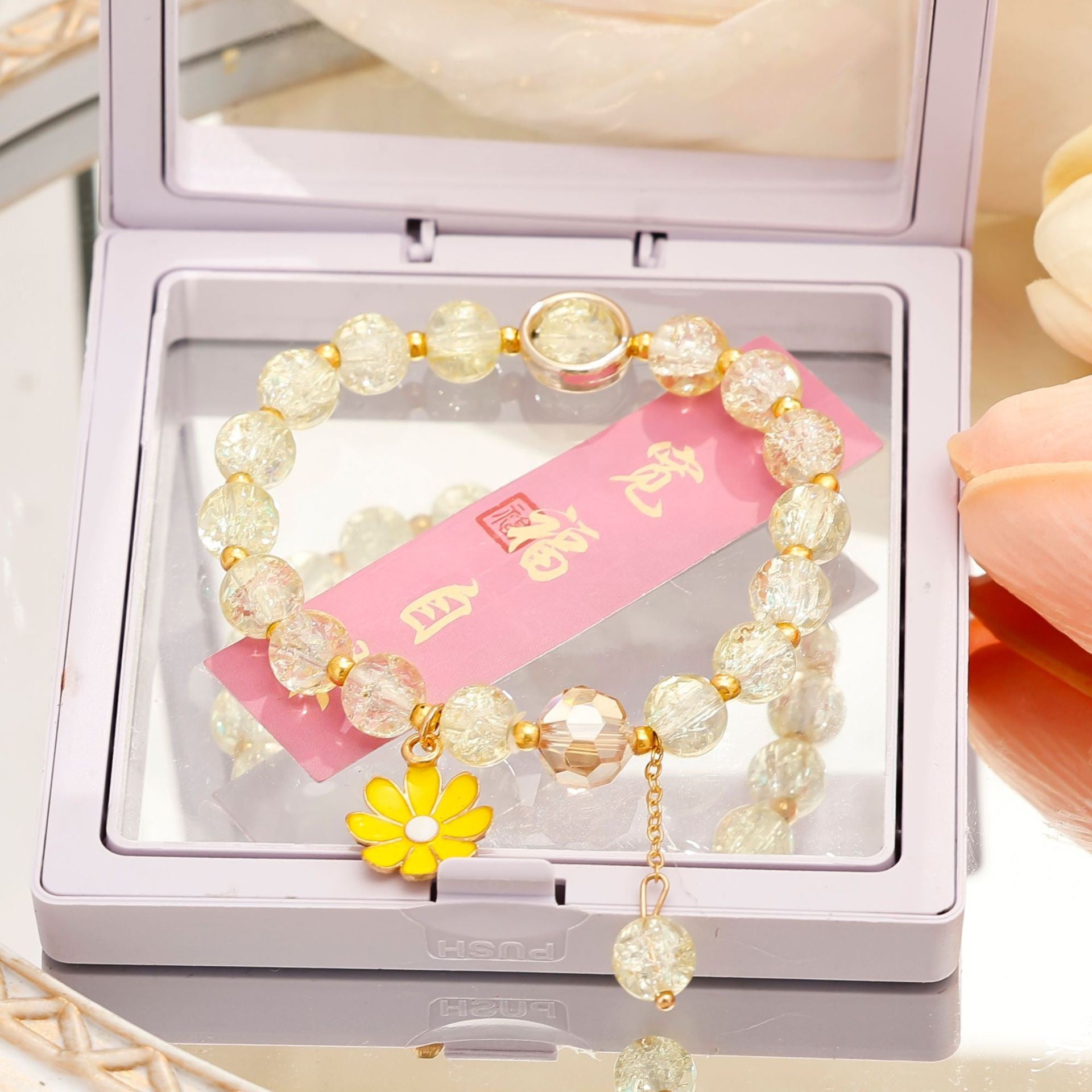 Wholesale  Crystal Glass  Bracelet Sunflower Bestie Bracelet