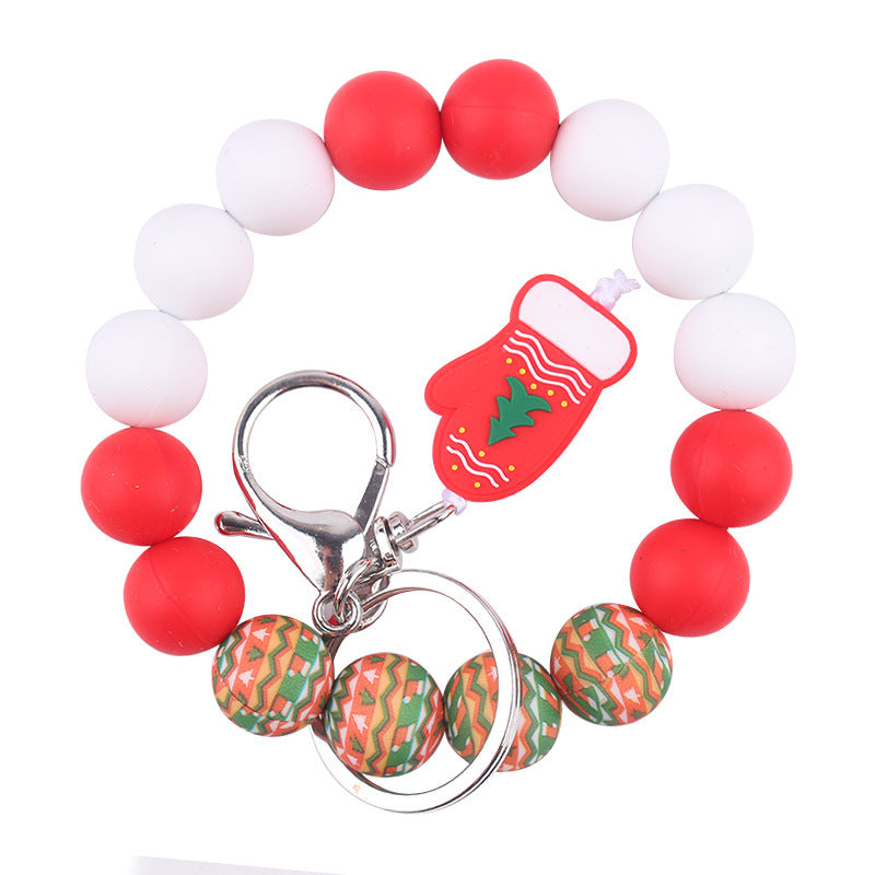 Wholesale Christmas Silicone Beads Wristlet Keychains ACC-KC-GuangTian090