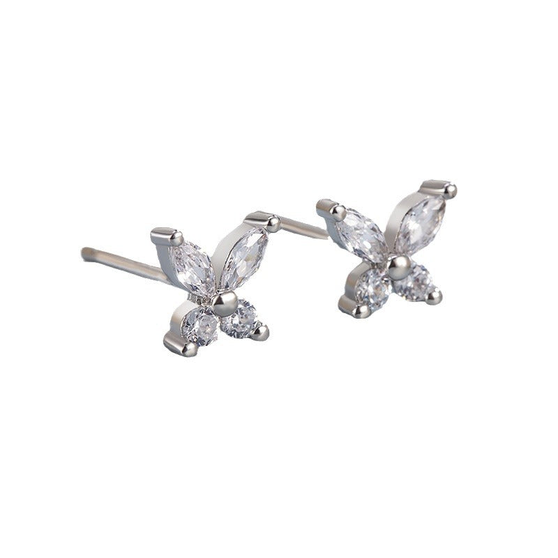 Wholesale micro inlaid zircon fashion mini butterfly earrings