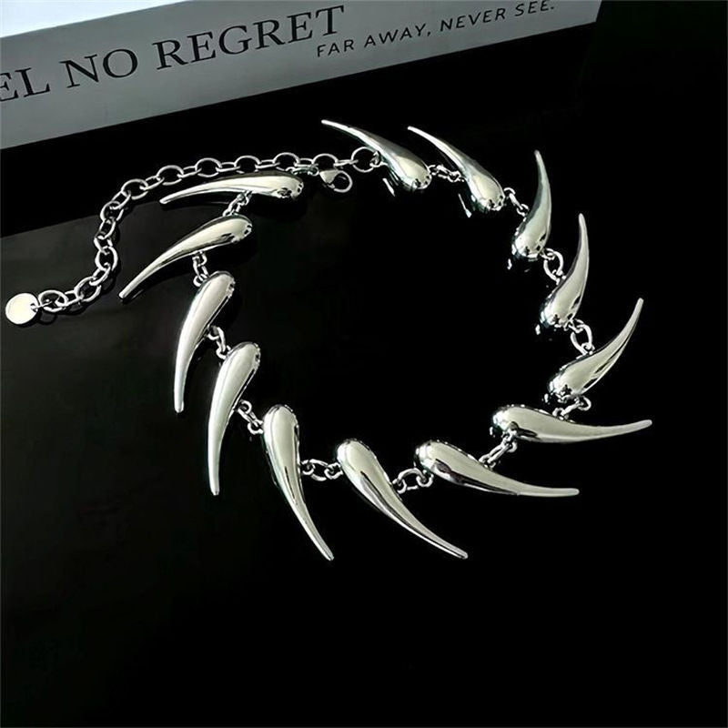Wholesale geometric silver thorn irregular metal necklace