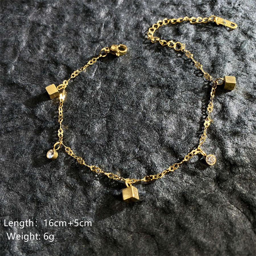 Wholesale Starry Sky Zircon Bracelets Small Cube Titanium Steel Bracelets Luxury Bracelet ACC-BT-YuXun003