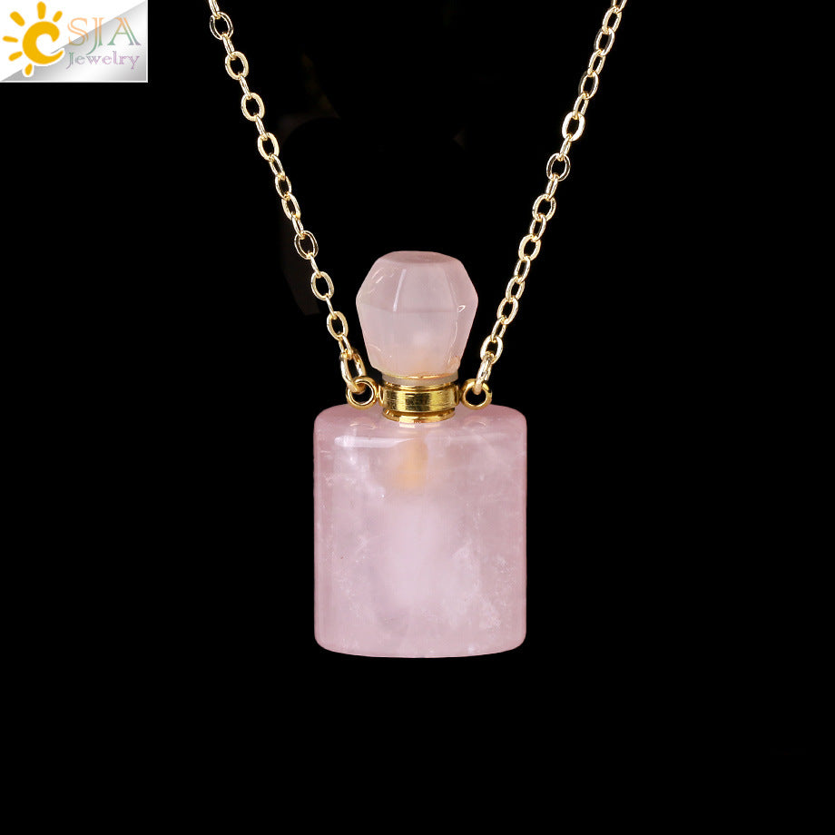 Wholesale Natural Stone Crystal Perfume Bottle Necklace ACC-NE-HuaiShe001