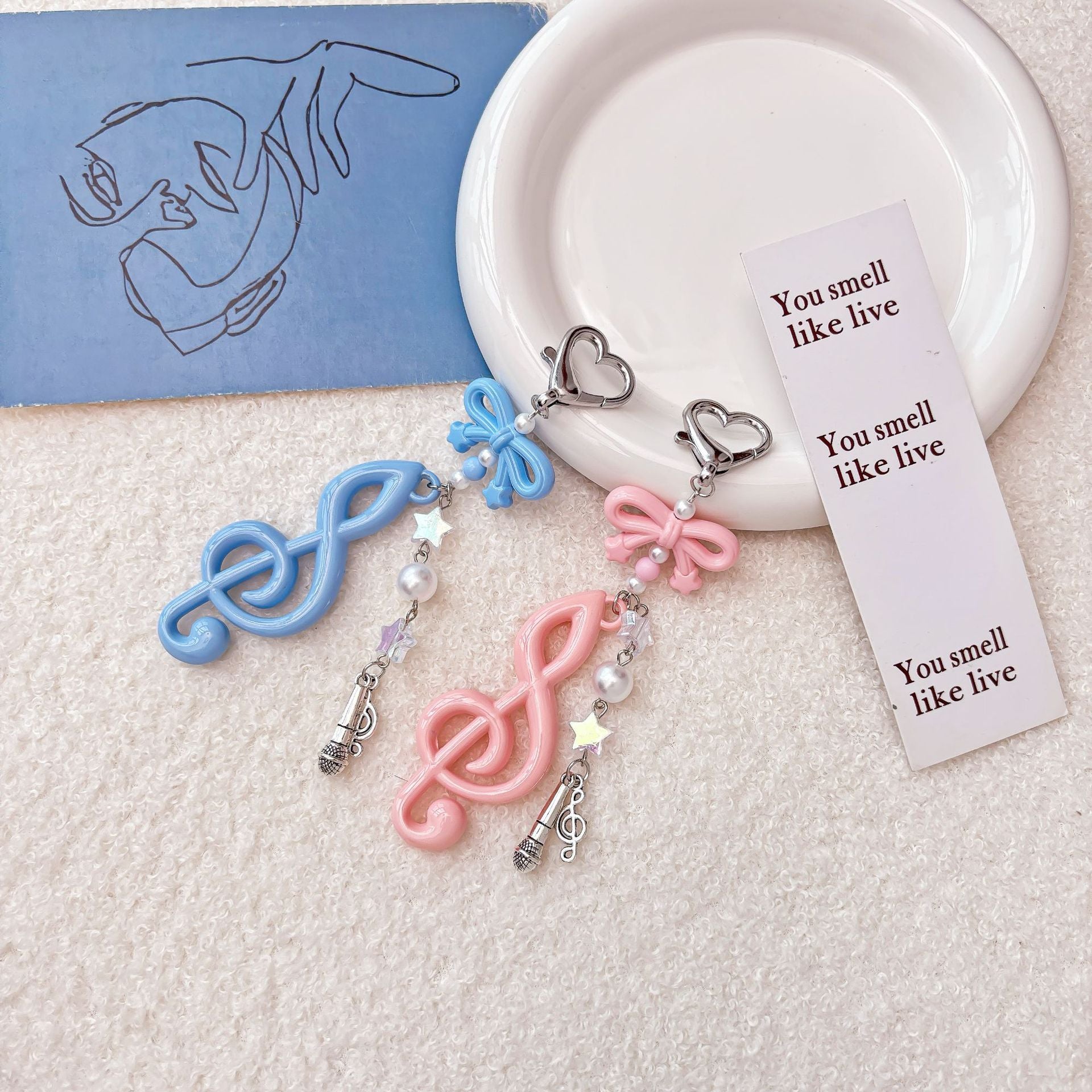 Wholesale  Big Note Cute Keychain Beaded Keychains