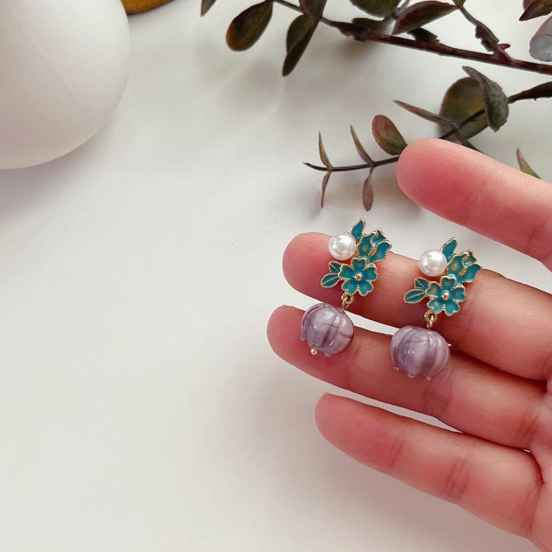 Wholesale  925 silver needle flower earrings