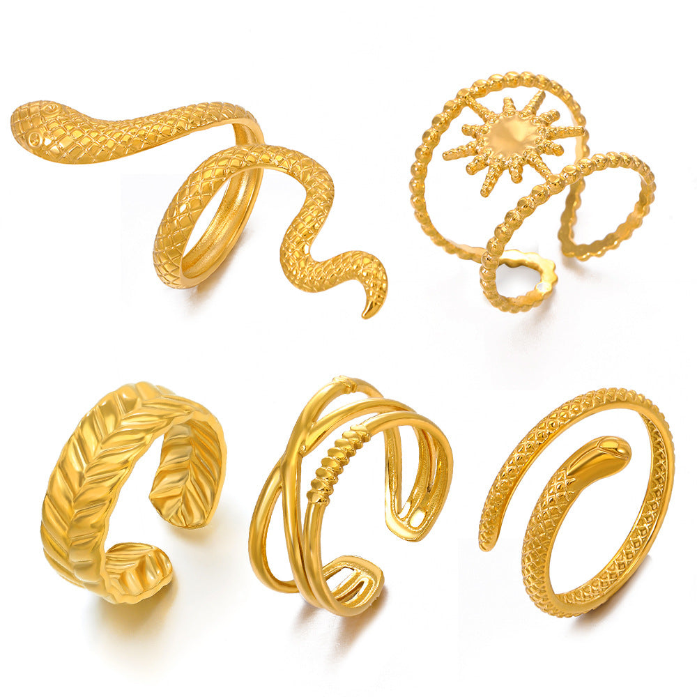 Wholesale Stainless Steel Snake Open Adjustable Ring