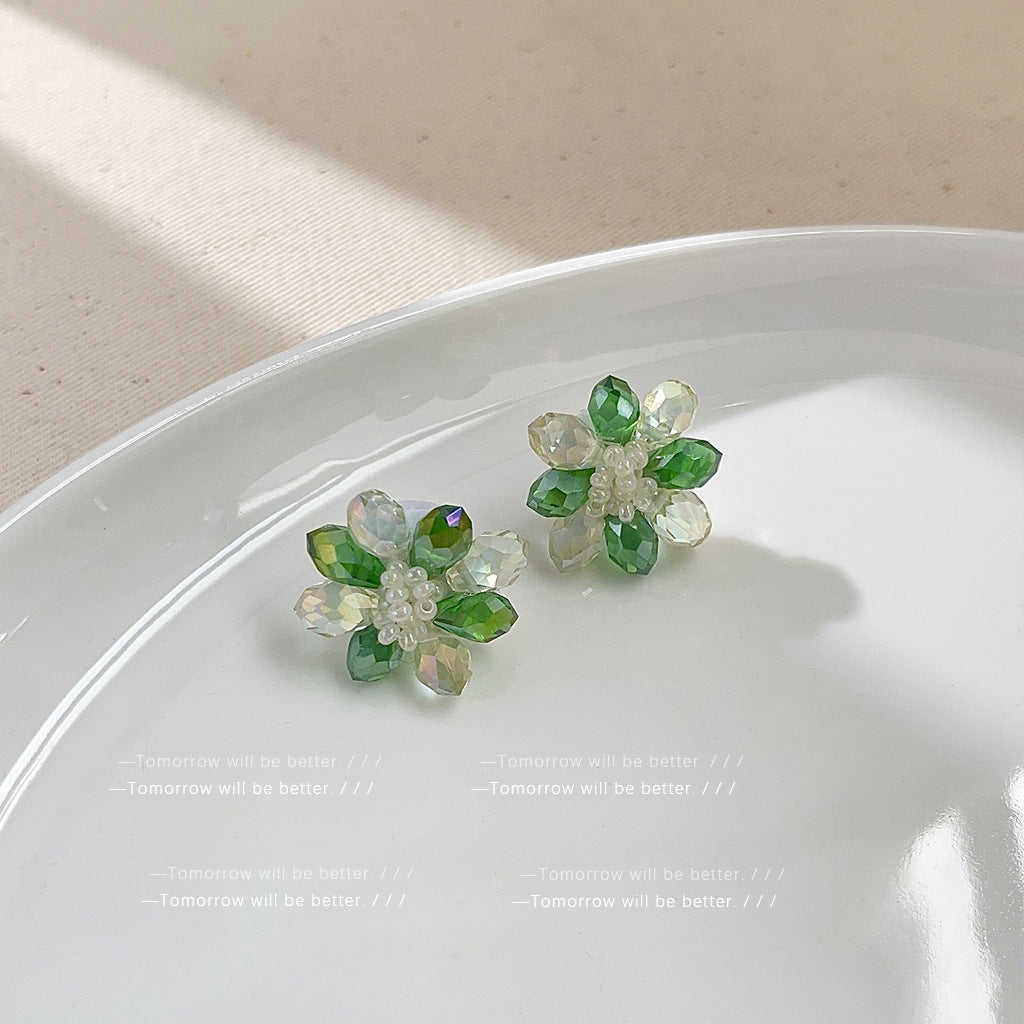 Wholesale Green Flower Earrings Tea Earrings ACC-ES-Eryu001