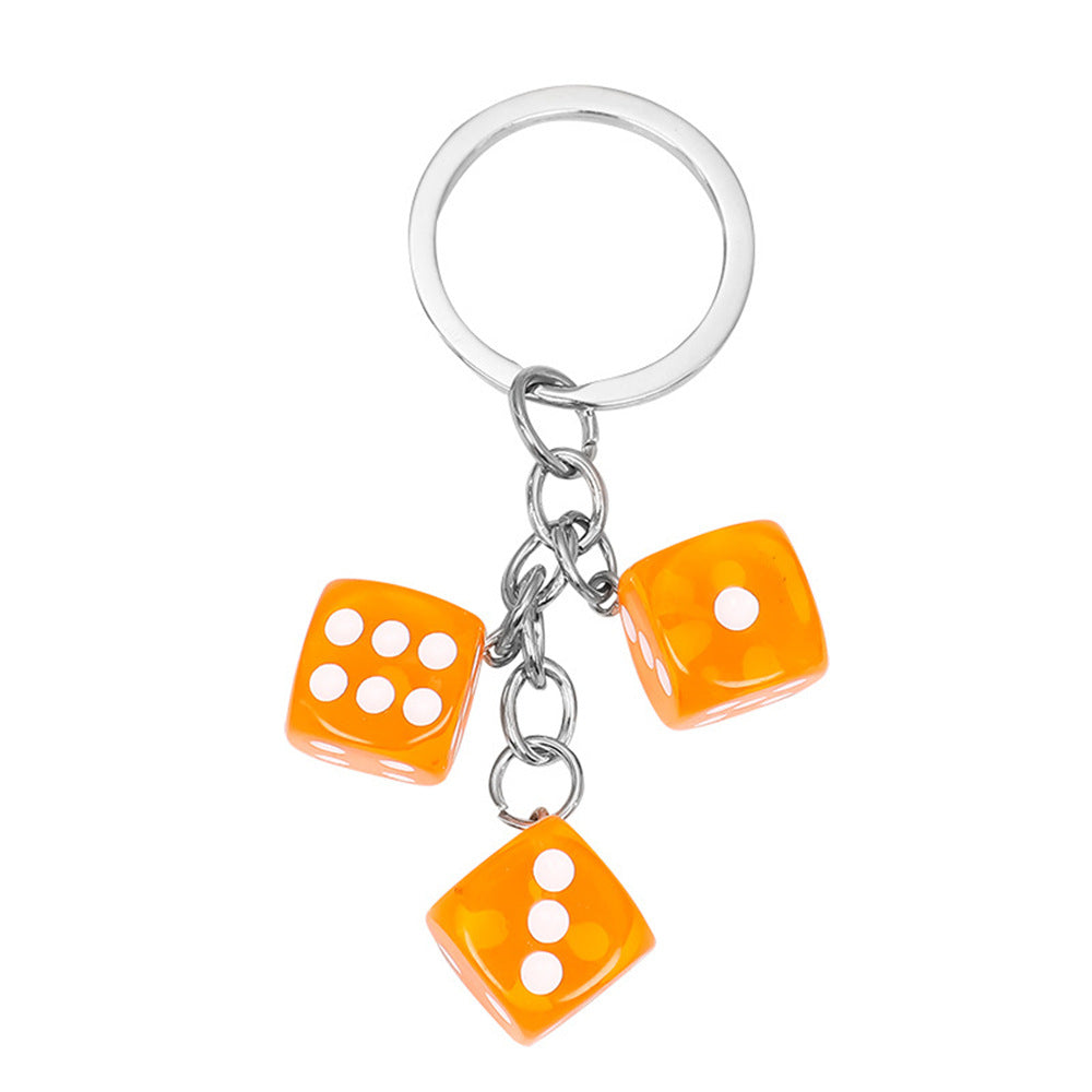 Wholesale Creative Resin Dice Keychain Bag Charm - Black,  Cross/ Crown/ Roman Numeral Pattern,  Chic Car Key Accessory