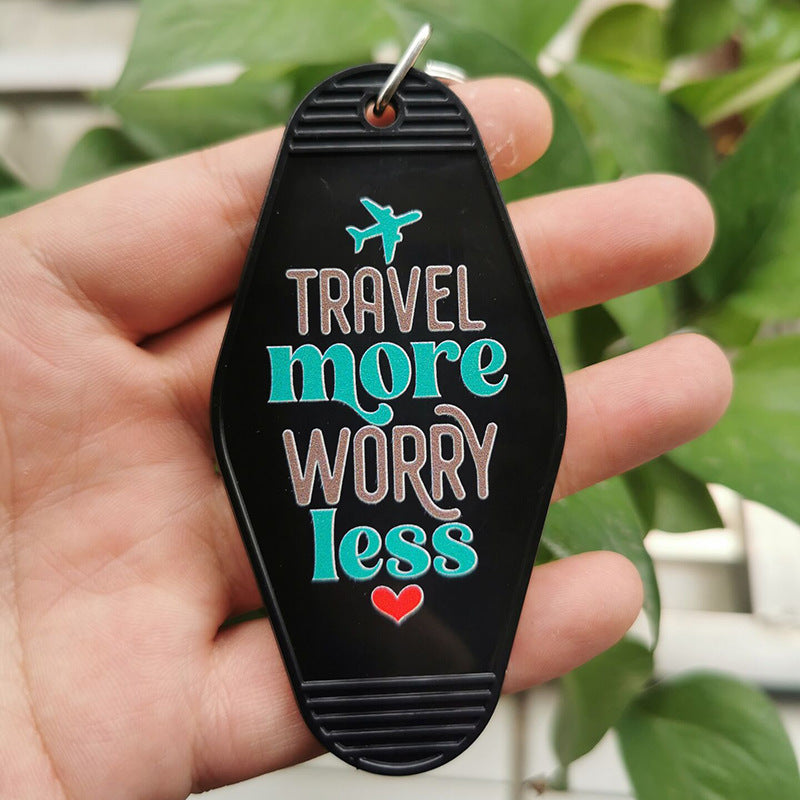 Wholesale Vintage Plastic Travel More Worry Less Keychain ACC-KC-MeiXin019
