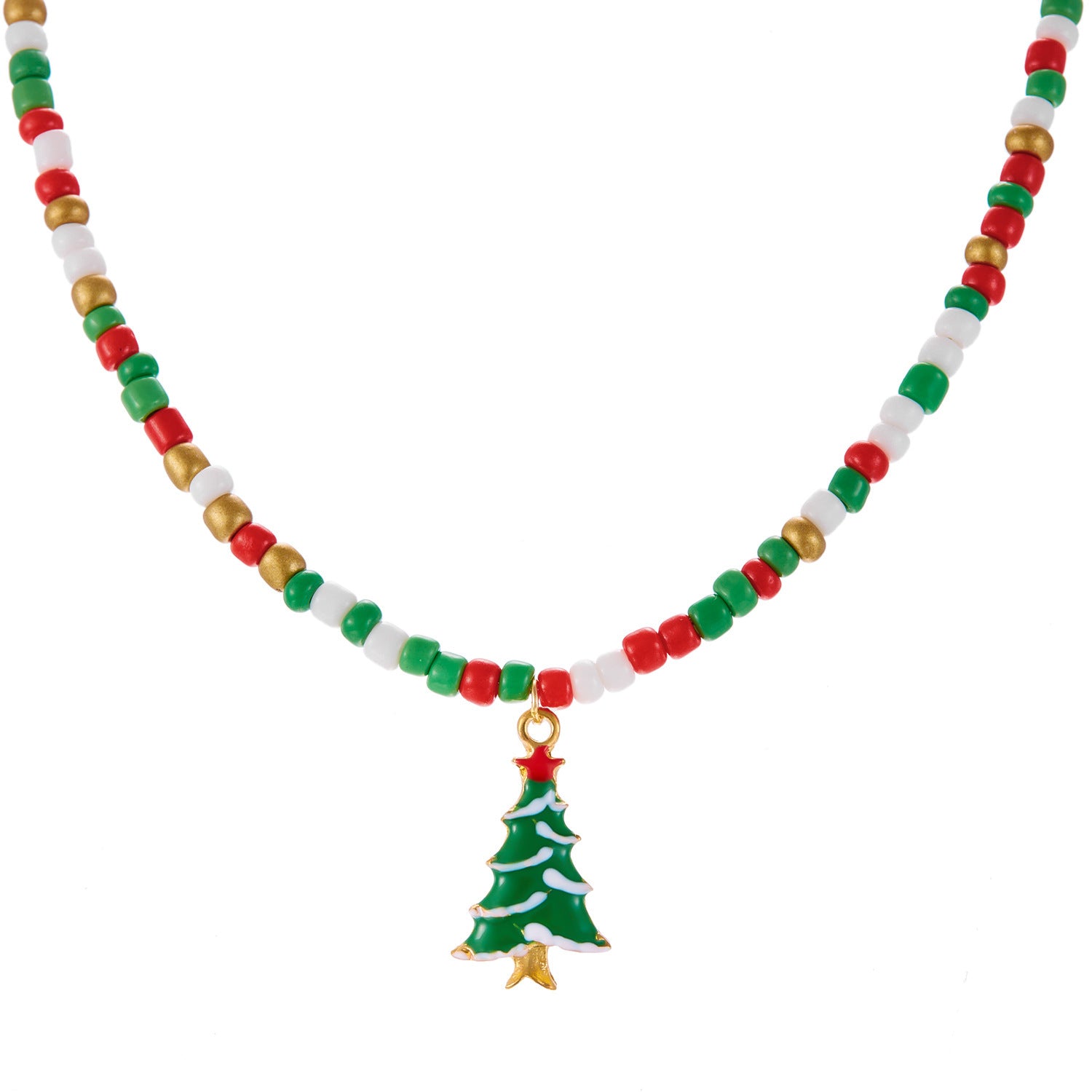 Wholesale Rice Bead Christmas Tree Cane Necklace
