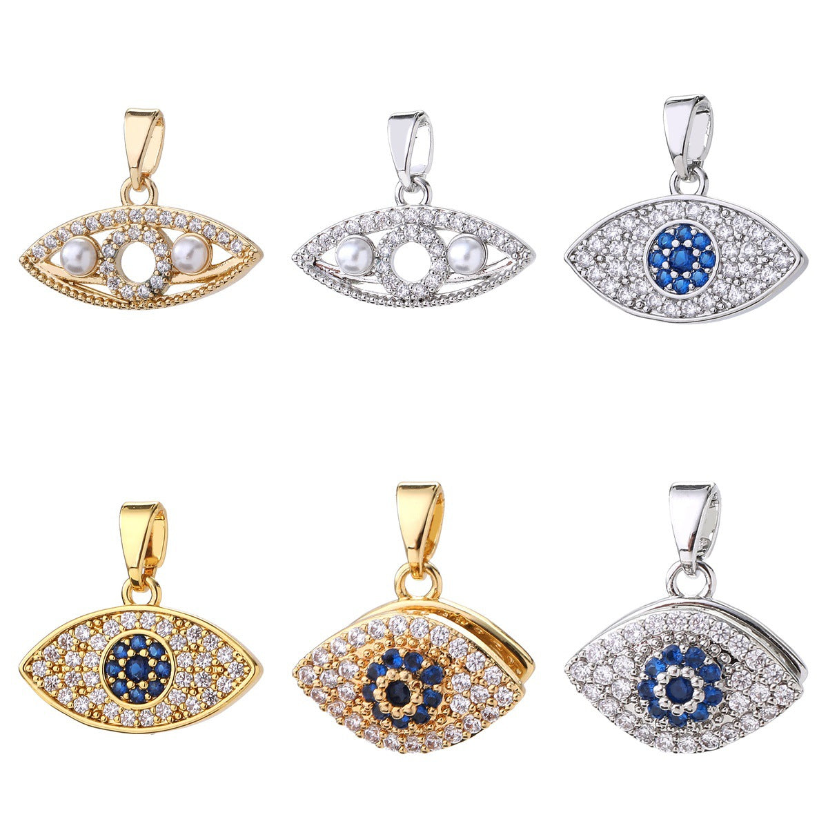 Wholesale Evil Eye Pendant 14K Gold Plated Brass DIY Jewelry Making Fashion Accessory Gift