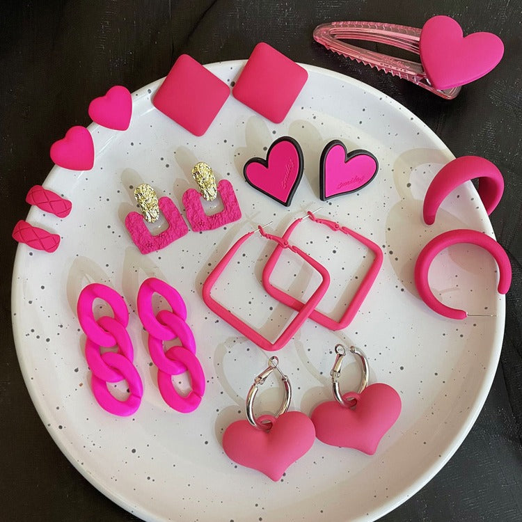 Wholesale Candy Color Geometric Square Circle C Shape Earrings