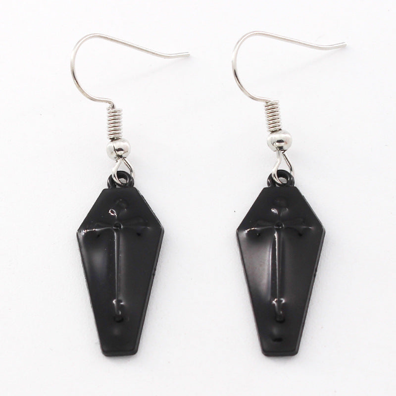 Wholesale Halloween Ghost Face Bat Spider Cross Alloy Oil Drop Earrings ACC-ES-Liyao004