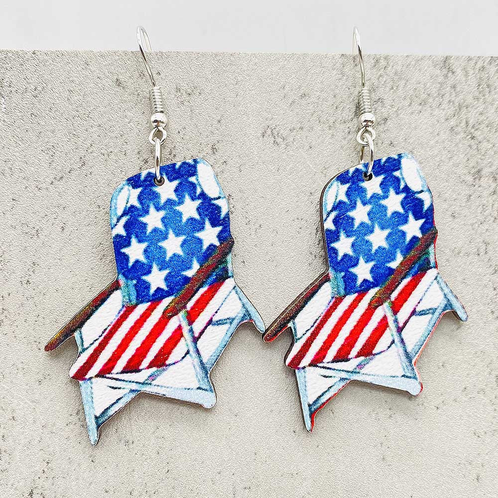 Wholesale American Independence Day Ice Cream Beach Wooden Earrings ACC-ES-Cheny014