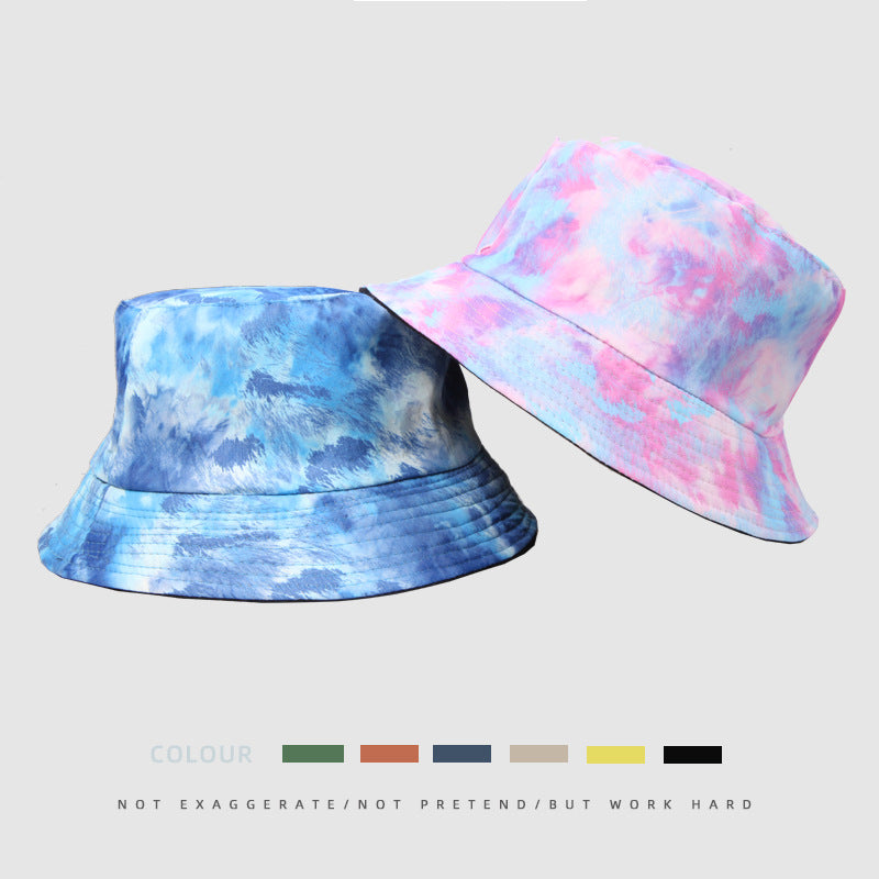 Wholesale  painted tie-dye fisherman hat double-sided hat outdoor two-wear sunshade casual basin hat