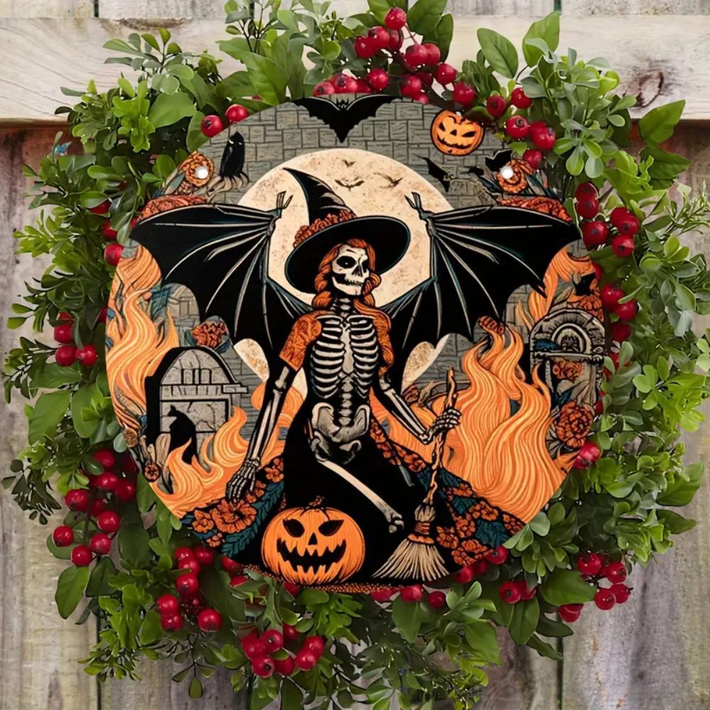 Wholesale Wooden door hanging round witch wooden sign  decoration