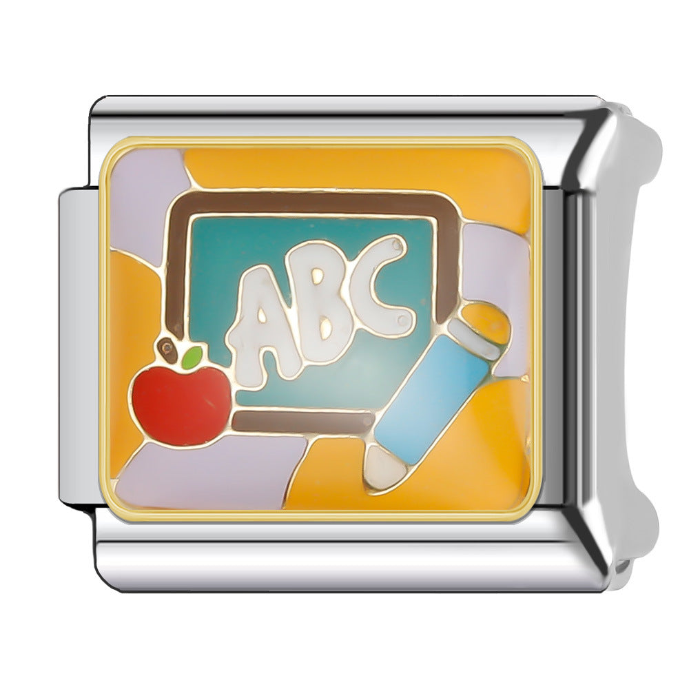 Wholesale Italian Charm Bracelet 9mm DIY Splicing Tutorial Student Series Stainless Steel Composable Bracelet