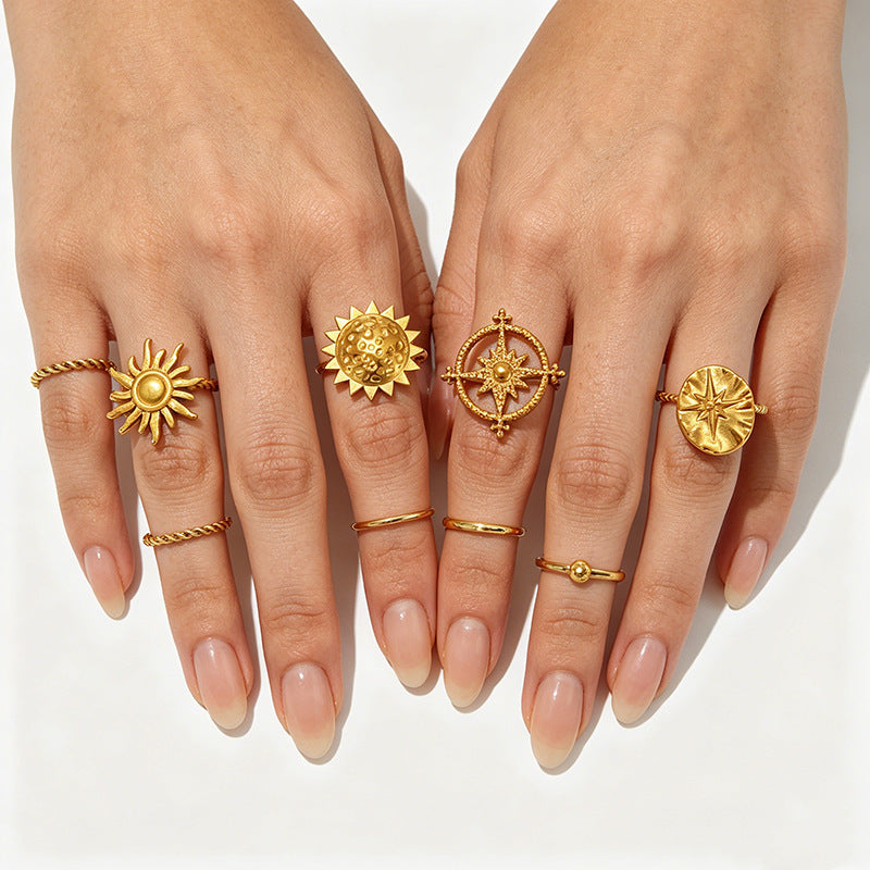 Wholesale Chic Geometric Open Ring Gold-Plated Stainless Steel Jewelry Accessory
