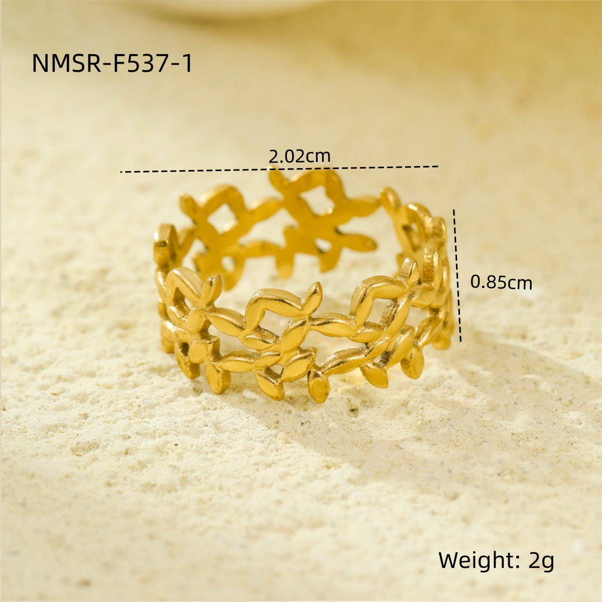 Wholesale stainless steel open ring 18K gold non-fading multi-layer geometric hollow  ring