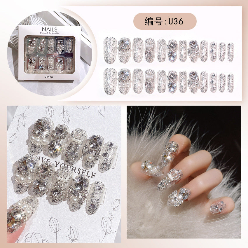Wholesale 24 Pieces/box Large Diamond Nail Patches Press-on Nails Kits Nail Stickers ACC-NS-DiNa004