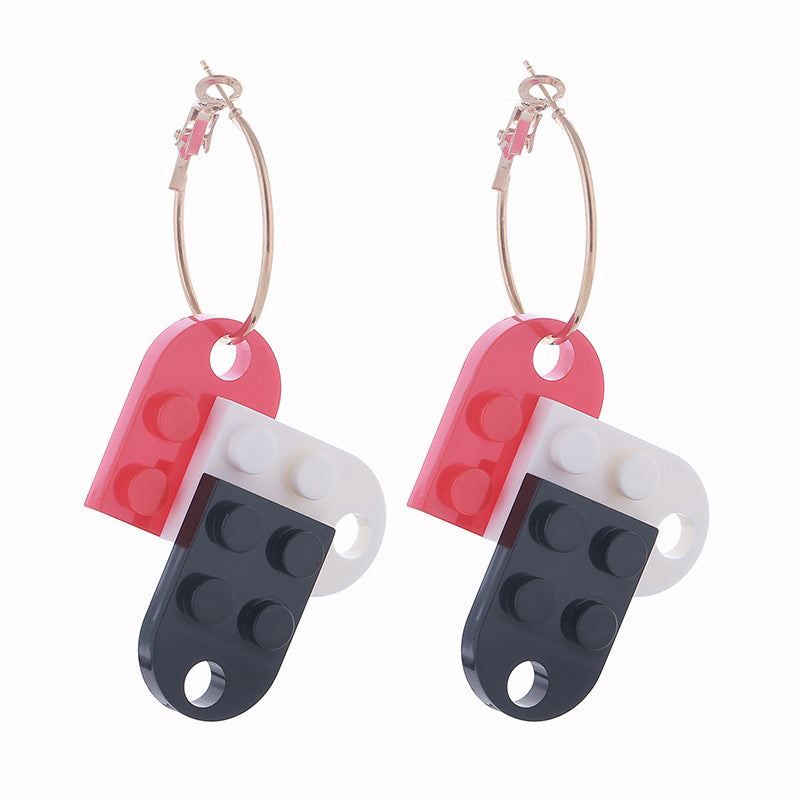 Wholesale  Creative Splicing Geometric Earrings
